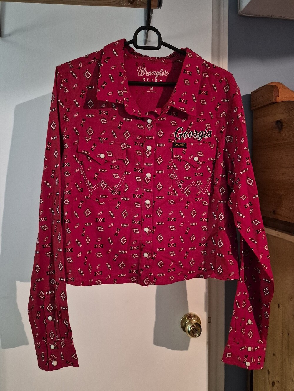 Wrangler Retro Women's Long Sleeve Aztec Snap Button Up Shirt Size Medium